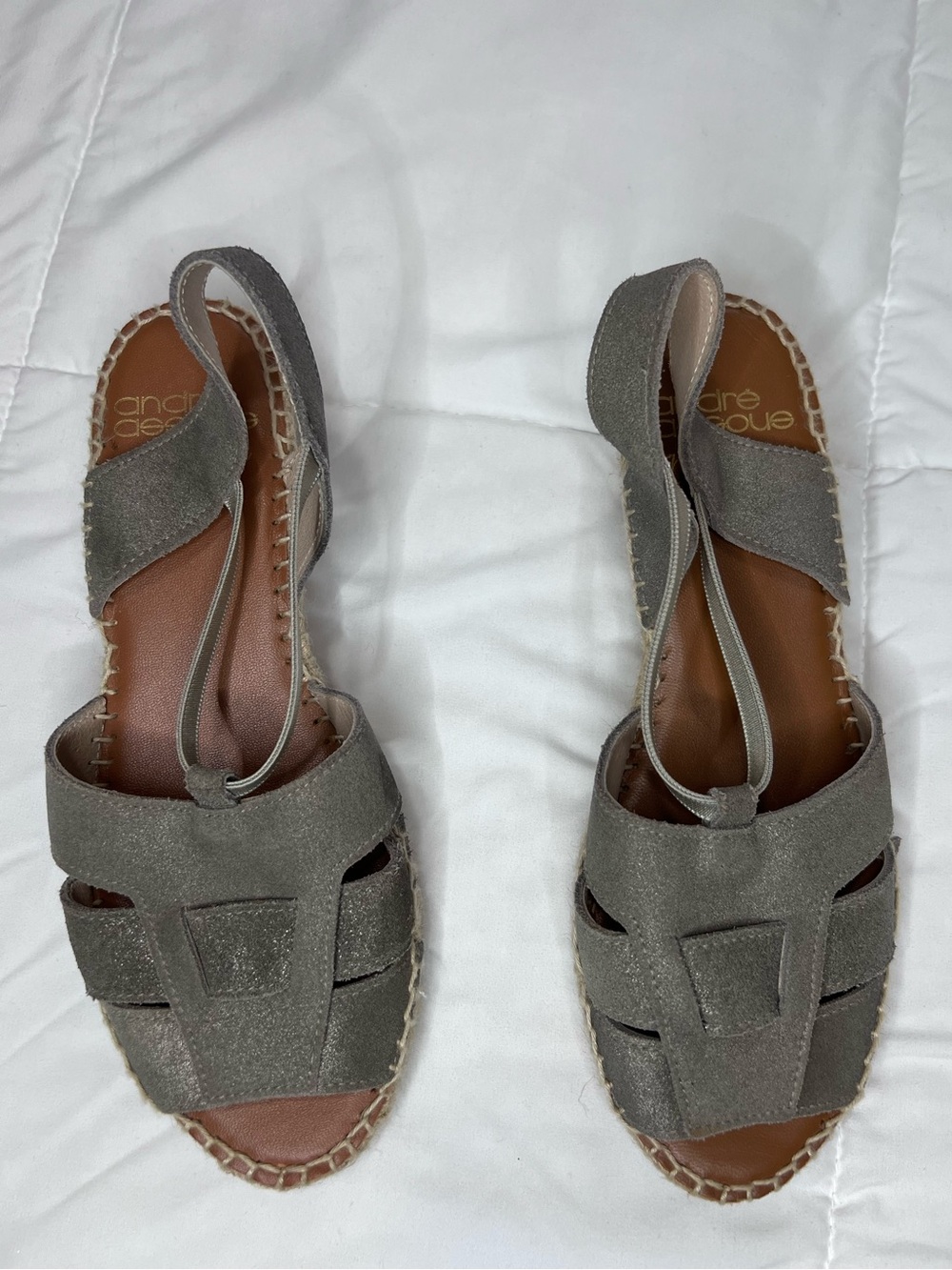 Andre Assous Gray Suede Slingback Espadrille Sandals size 8